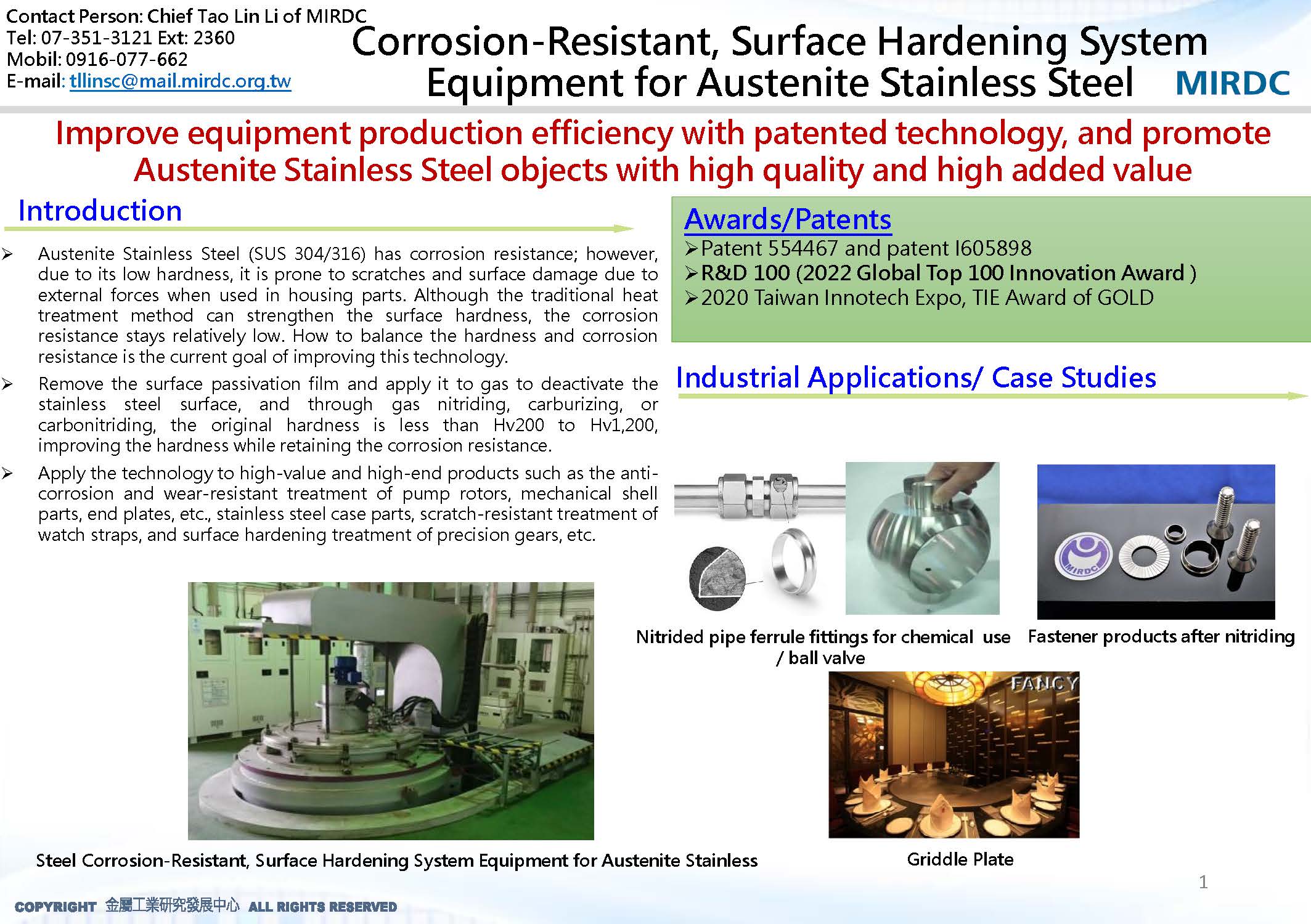 Selected AchievementsMetal Industries Research & Development Centre